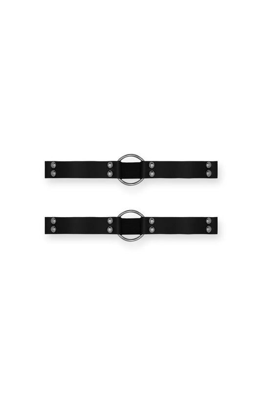 Vegan Leather Ring Leg Bands - Black