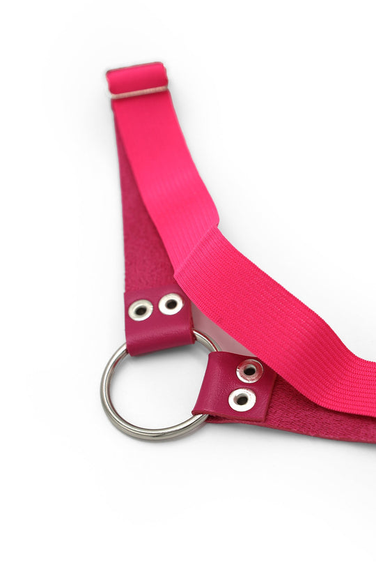 Vegan Leather Ring Leg Bands - Deep Pink