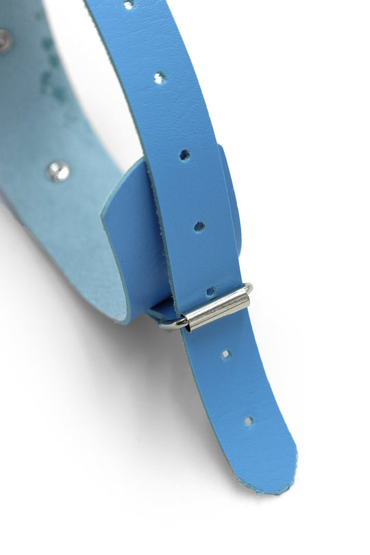 Vegan Leather Arm Bands with Buckle - Light Blue